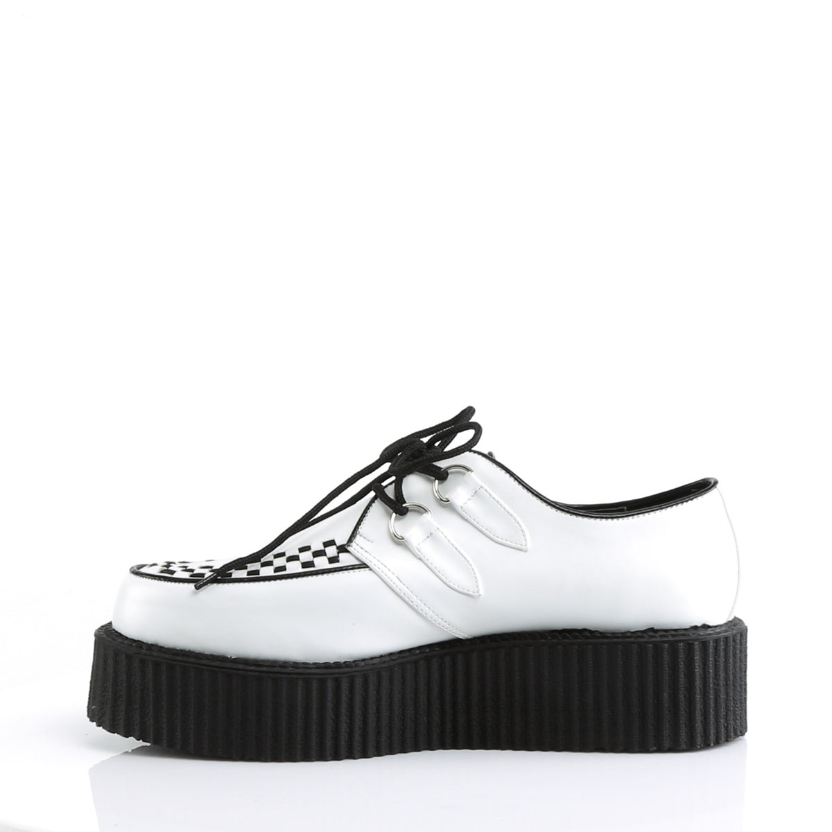 DemoniaCult Zapato bajo para hombre V-CREEPER-502 Wht Leather Vegan
