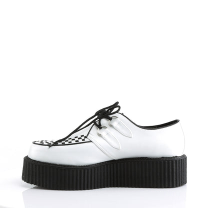 DemoniaCult Zapato bajo para hombre V-CREEPER-502 Wht Leather Vegan