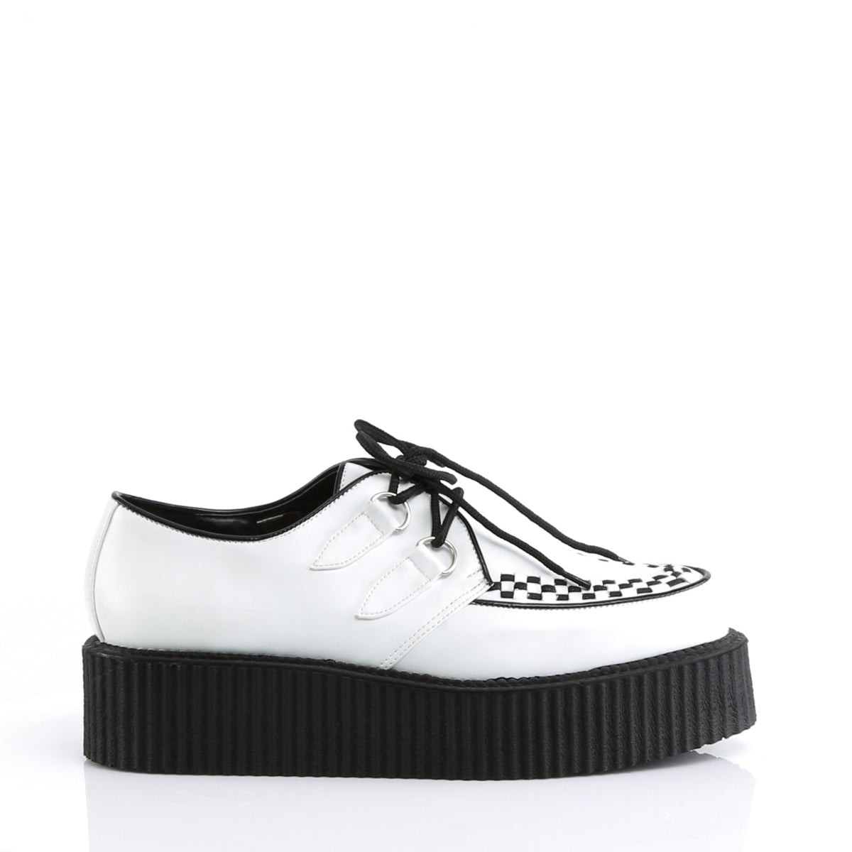 DemoniaCult Zapato bajo para hombre V-CREEPER-502 Wht Leather Vegan