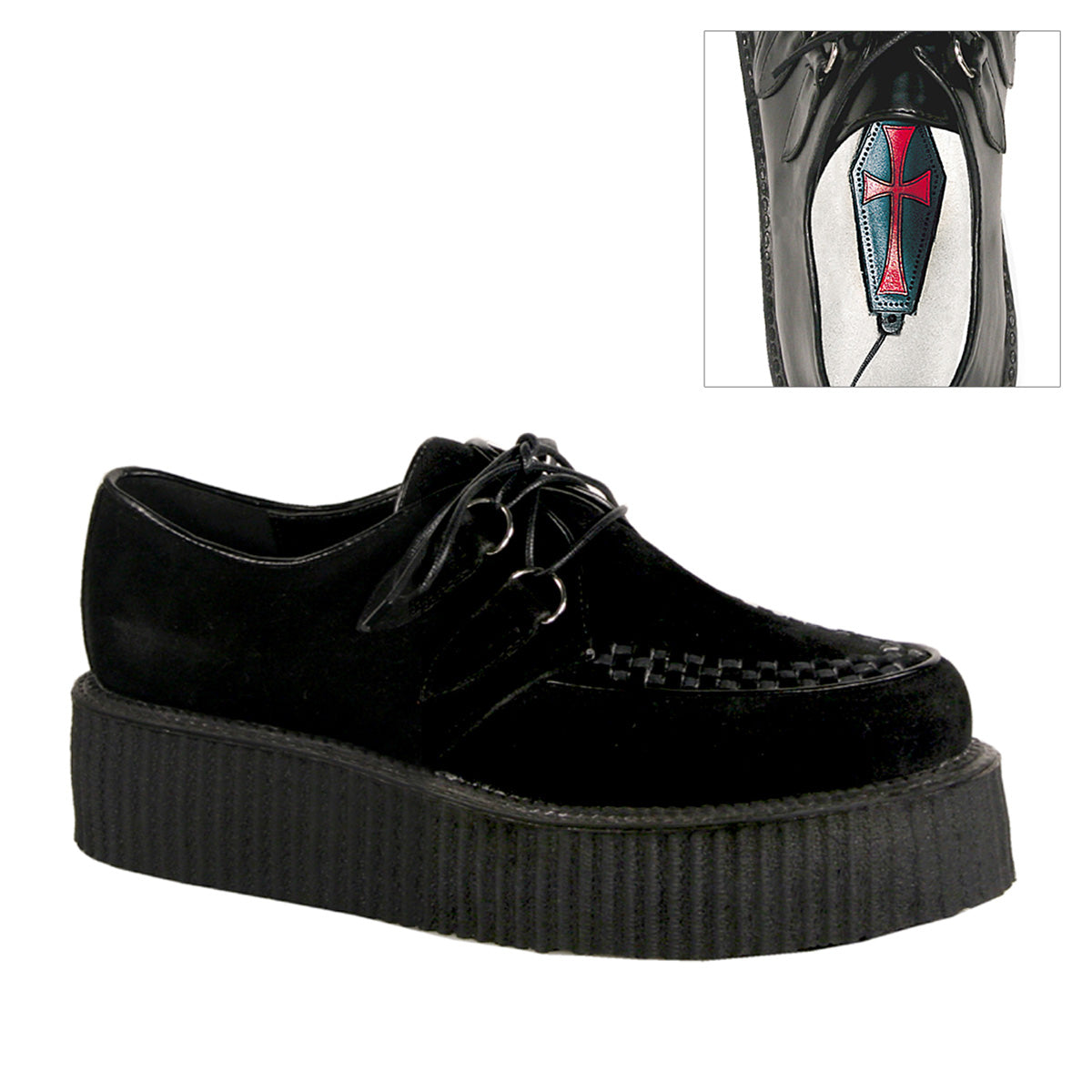 DemoniaCult Zapato bajo para hombre V-CREEPER-502S BLK Vegan Suede