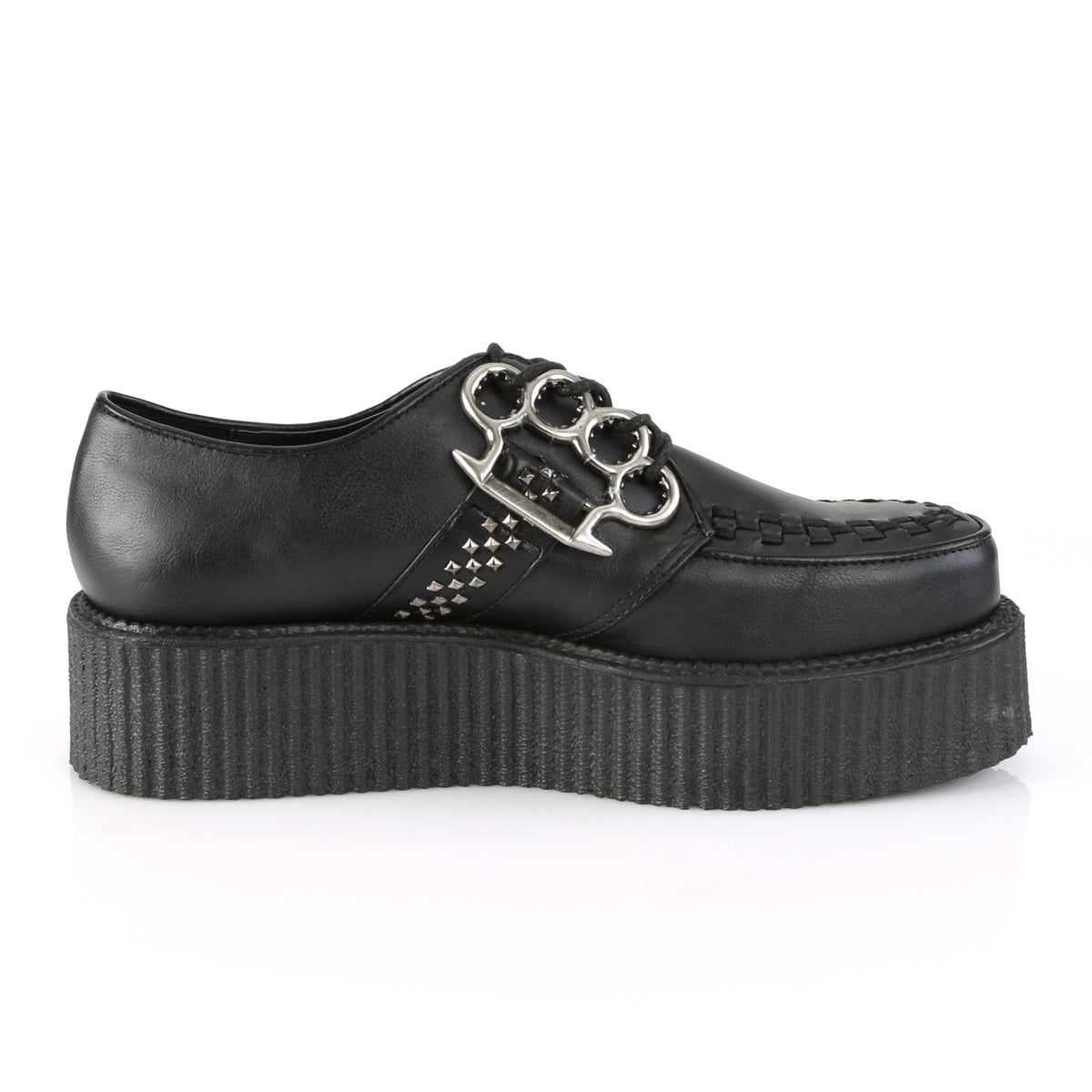 DemoniaCult Zapato bajo para hombre V-CREEPER-516 BLK de cuero vegano