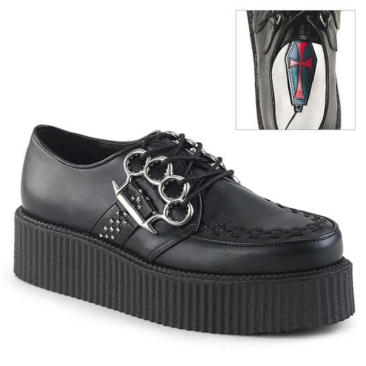 DemoniaCult Zapato bajo para hombre V-CREEPER-516 BLK de cuero vegano