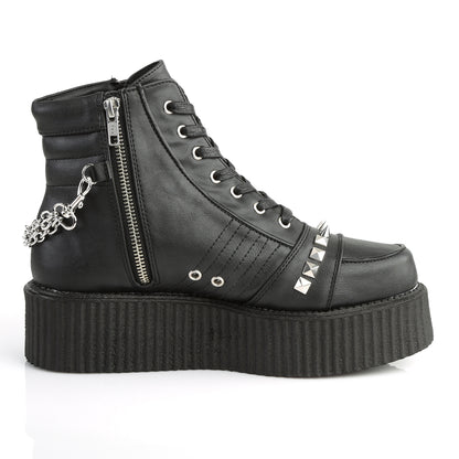 DemoniaCult Zapato bajo para hombre V-CREEPER-565 BLK de cuero vegano