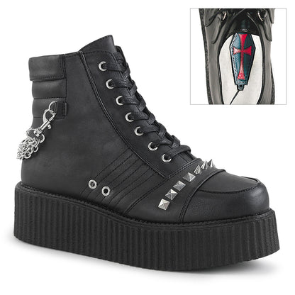 DemoniaCult Zapato bajo para hombre V-CREEPER-565 BLK de cuero vegano