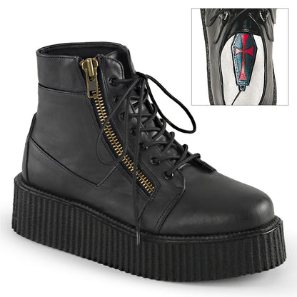DemoniaCult Zapato bajo para hombre V-CREEPER-571 BLK de cuero vegano