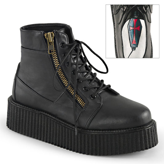 DemoniaCult Zapato bajo para hombre V-CREEPER-571 BLK de cuero vegano