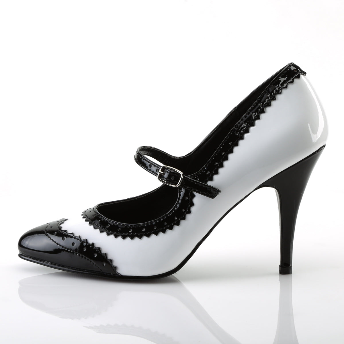 Pleaser Bombas para mujer VANITY-442 BLK-WHT PAT