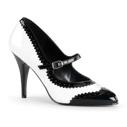 Pleaser Womens Pumps VANITY-442 Blk-Wht Pat