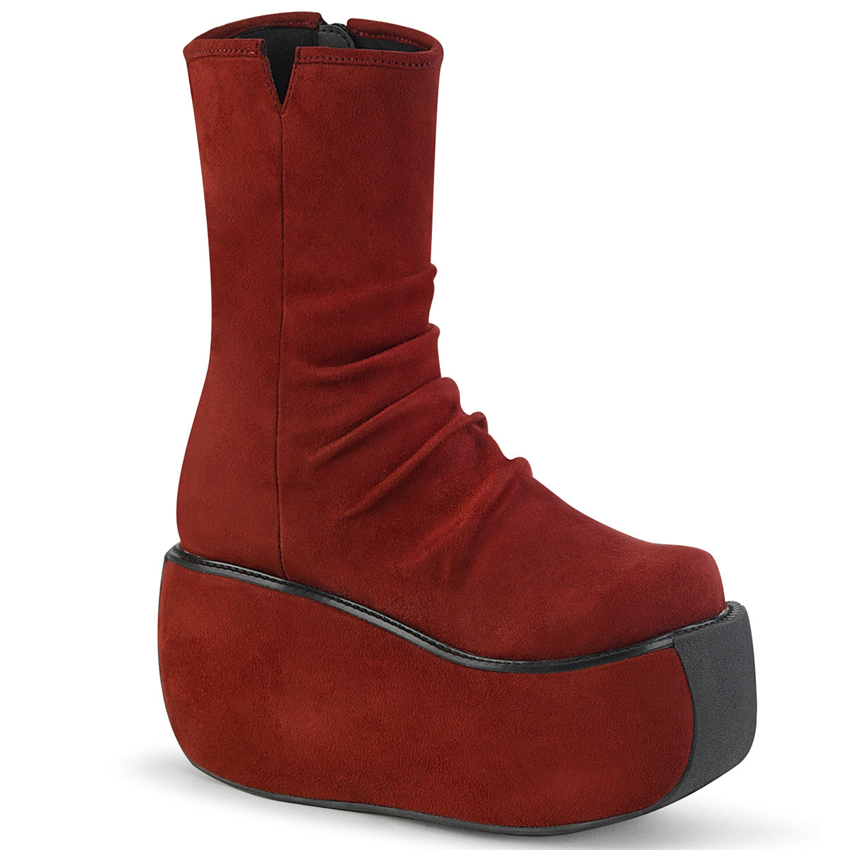 DemoniaCult Botas de tobillo para mujeres VIOLET-100 ante burdeos falsos