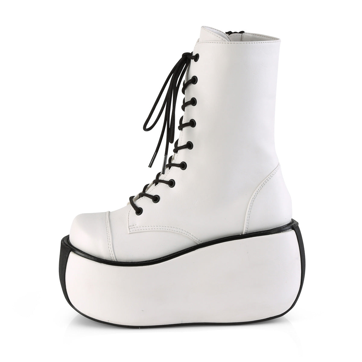 DemoniaCult Botas de tobillo para mujeres VIOLET-120 WHT cuero vegano