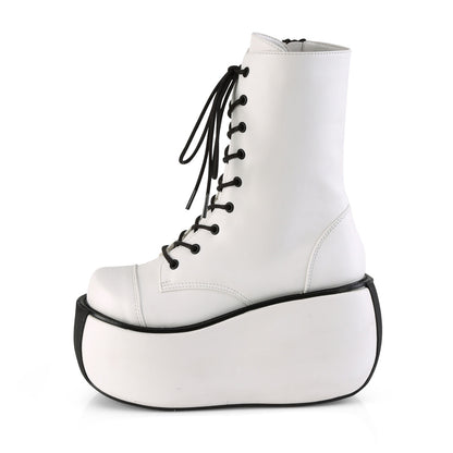 DemoniaCult Botas de tobillo para mujeres VIOLET-120 WHT cuero vegano