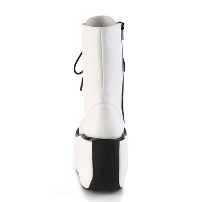DemoniaCult Botas de tobillo para mujeres VIOLET-120 WHT cuero vegano