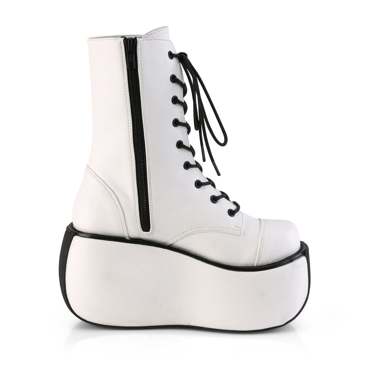 DemoniaCult Botas de tobillo para mujeres VIOLET-120 WHT cuero vegano