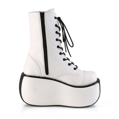 DemoniaCult Botas de tobillo para mujeres VIOLET-120 WHT cuero vegano