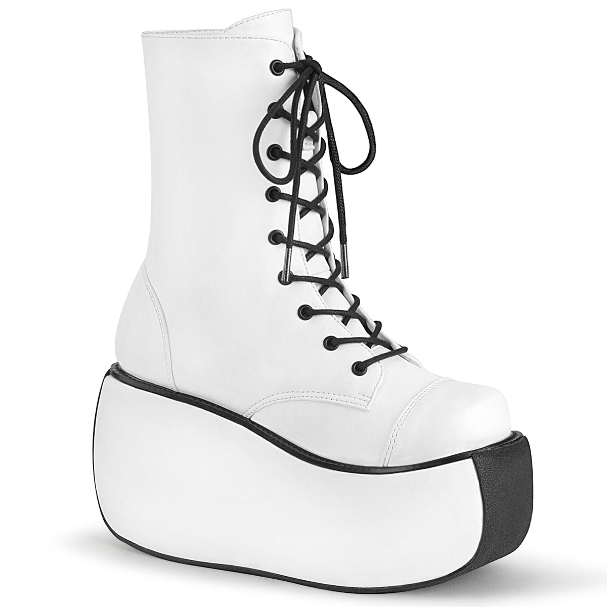 DemoniaCult Botas de tobillo para mujeres VIOLET-120 WHT cuero vegano