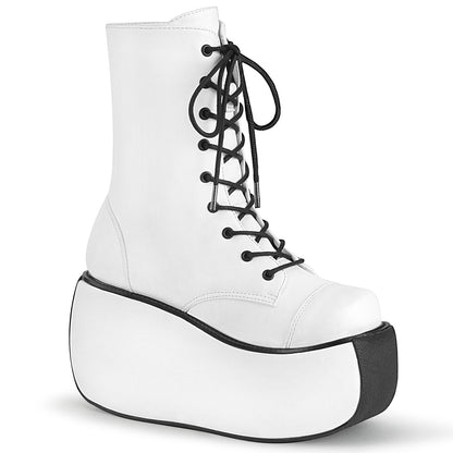 DemoniaCult Botas de tobillo para mujeres VIOLET-120 WHT cuero vegano
