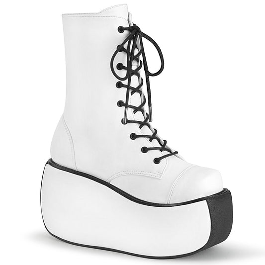 DemoniaCult Botas de tobillo para mujeres VIOLET-120 WHT cuero vegano