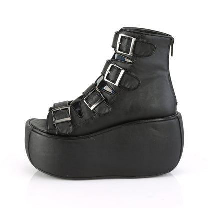 DemoniaCult Botas de tobillo para mujeres VIOLET-150 BLK Holograma de cuero vegano