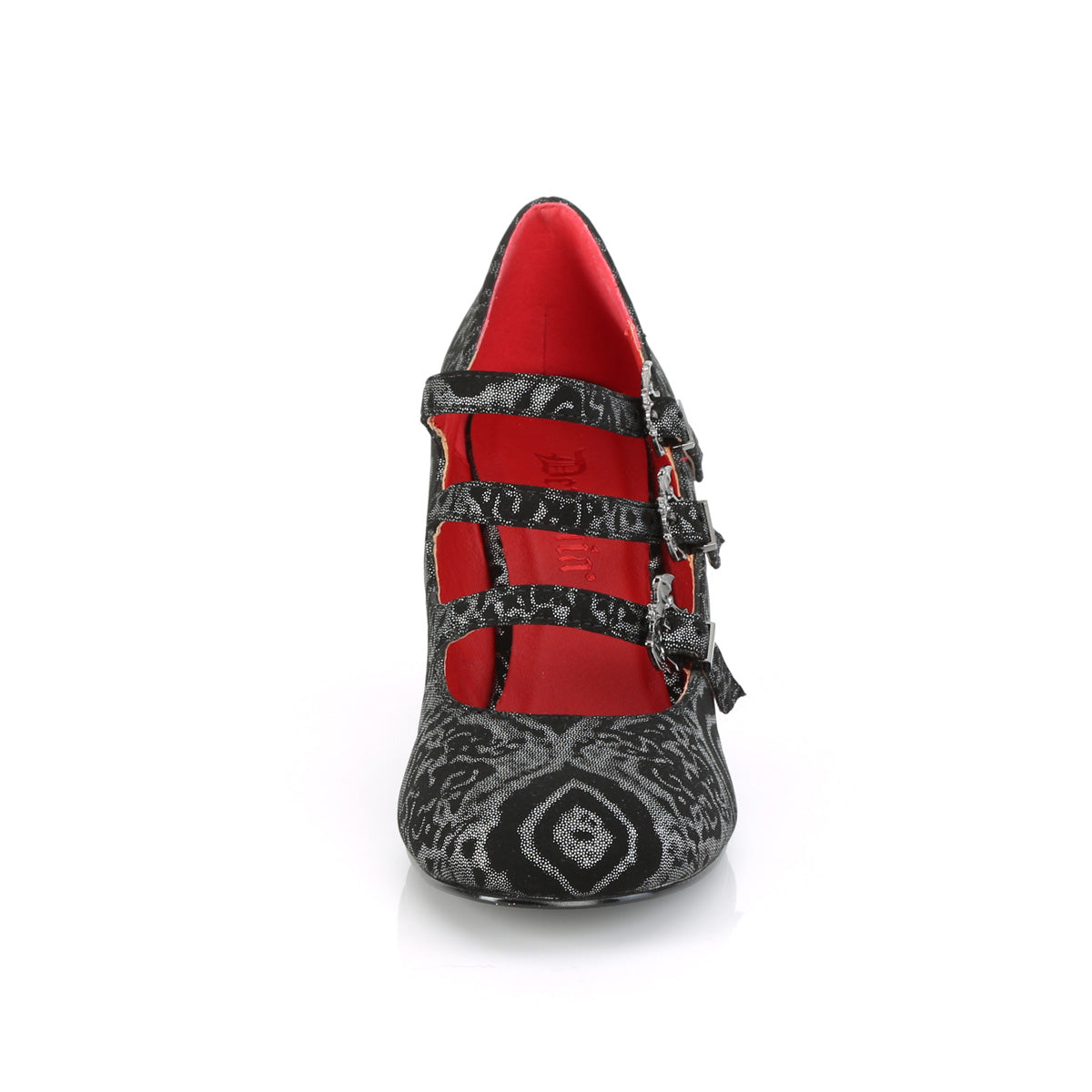 DemoniaCult Bombas de mujer VIVIKA-38 BLK Silver Faux Nubuck Leather