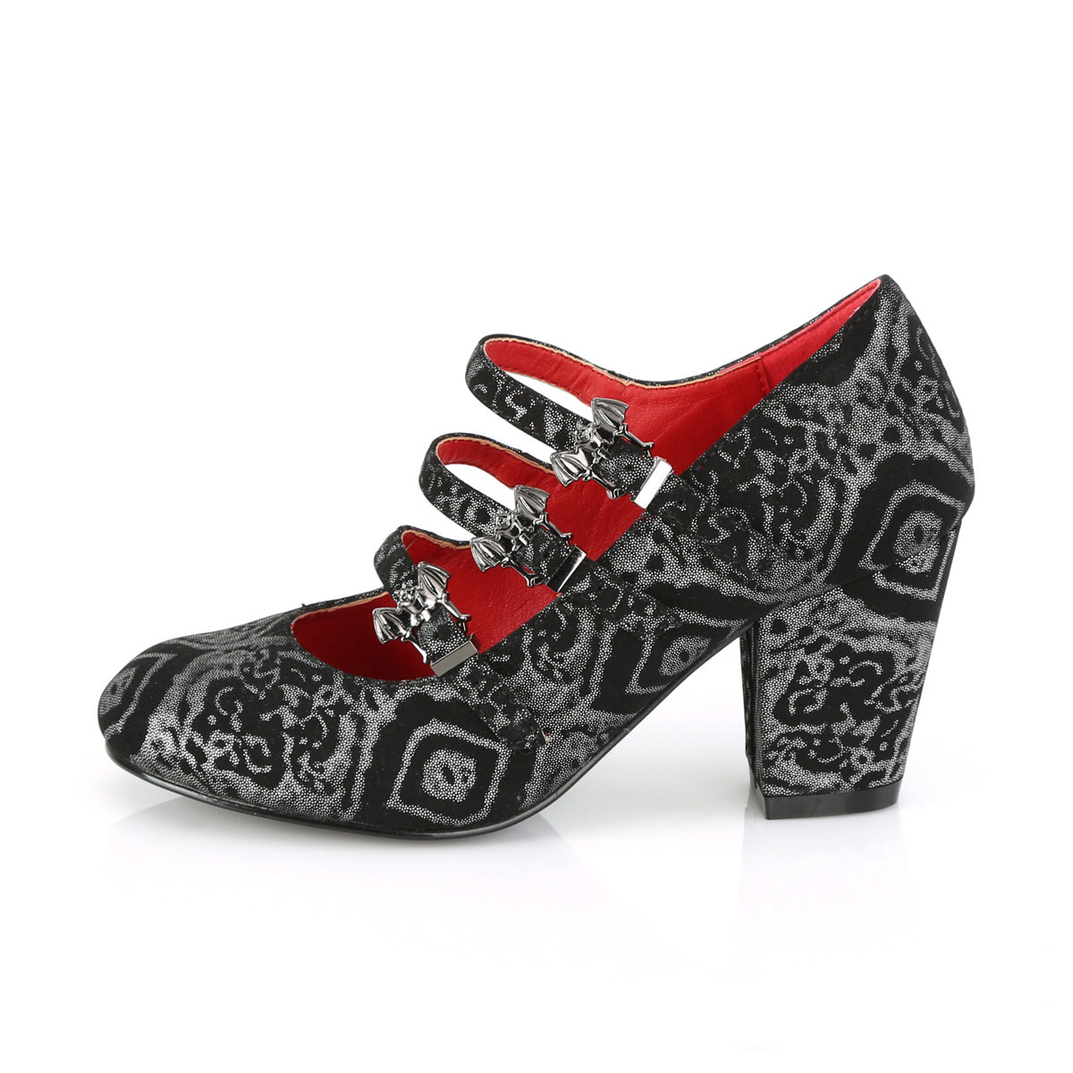 DemoniaCult Bombas de mujer VIVIKA-38 BLK Silver Faux Nubuck Leather