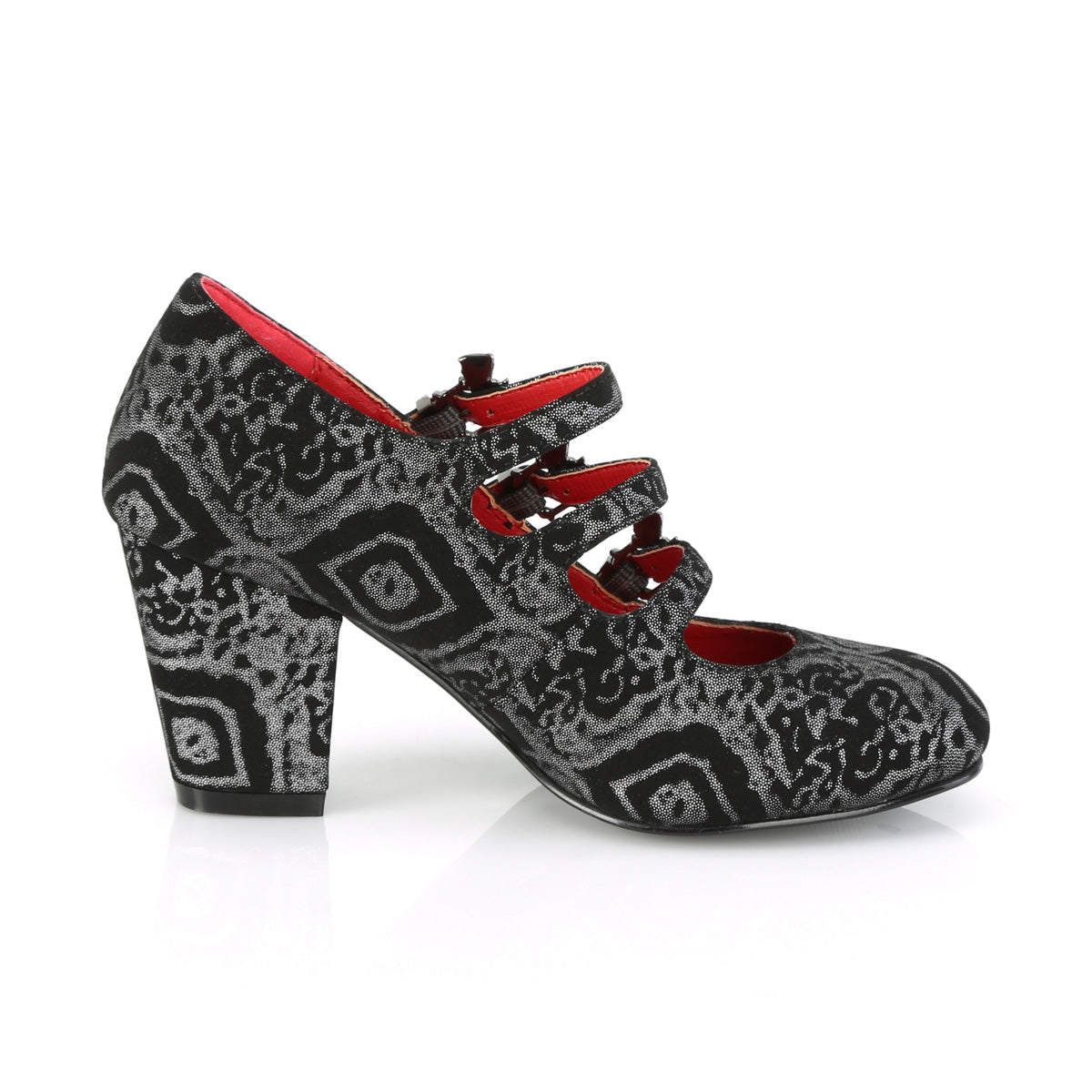 DemoniaCult Bombas de mujer VIVIKA-38 BLK Silver Faux Nubuck Leather