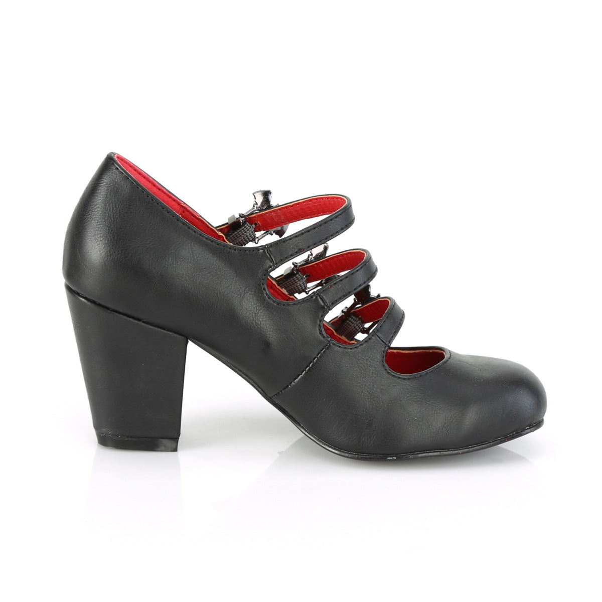 DemoniaCult Bombas de mujer VIVIKA-38 BLK de cuero vegano