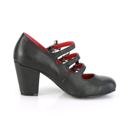 DemoniaCult Bombas de mujer VIVIKA-38 BLK de cuero vegano