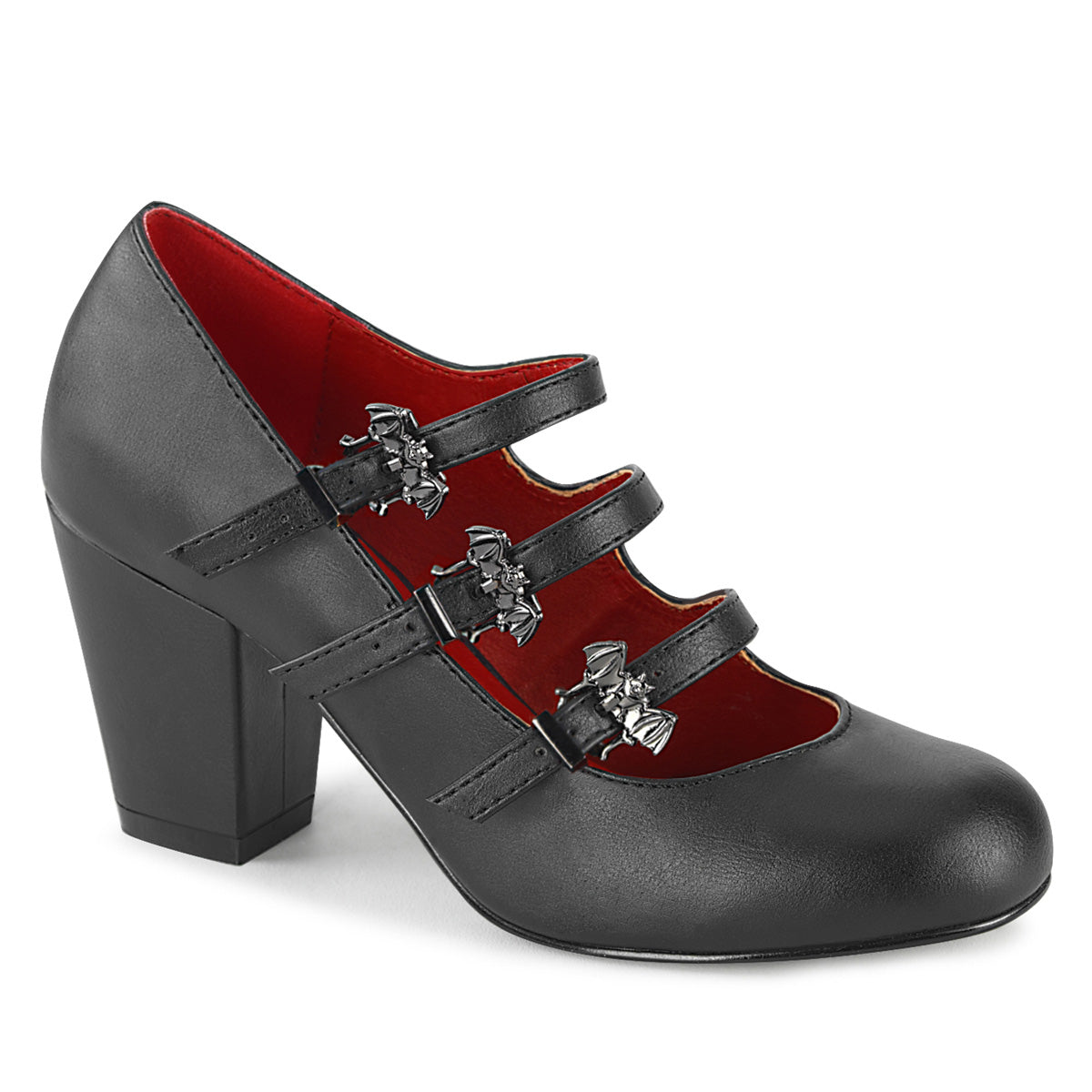 DemoniaCult Bombas de mujer VIVIKA-38 BLK de cuero vegano