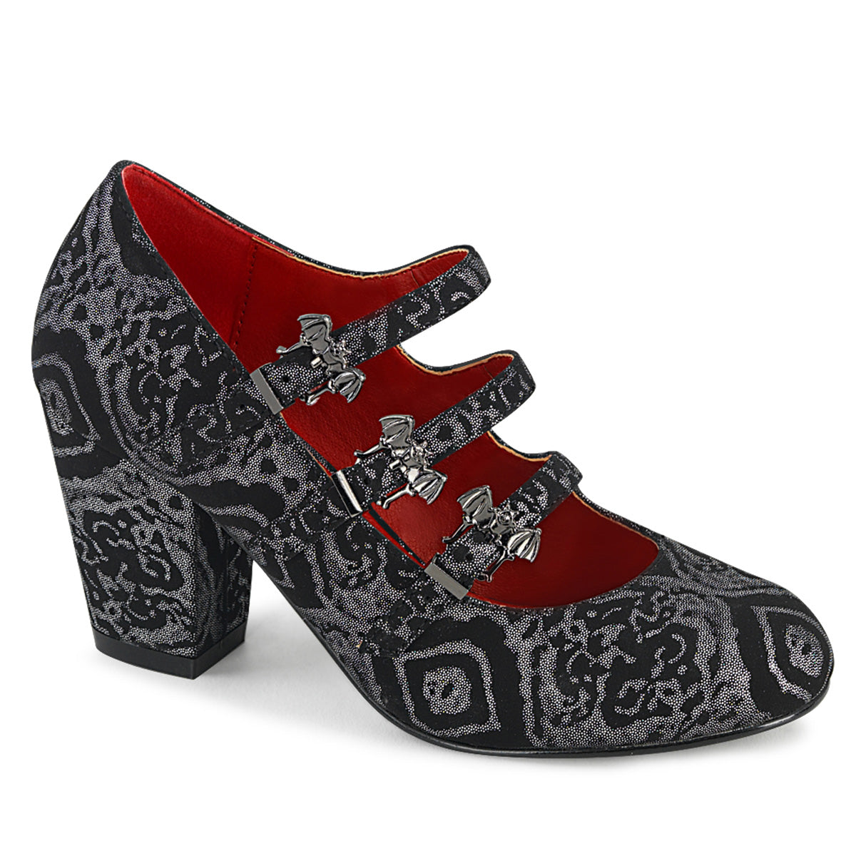 DemoniaCult Bombas de mujer VIVIKA-38 BLK Silver Faux Nubuck Leather
