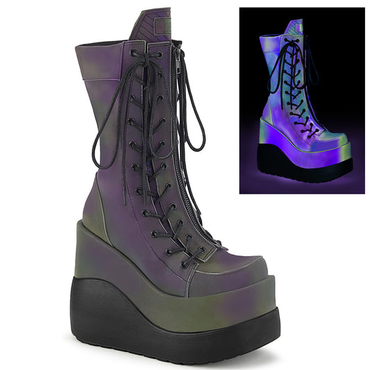 DemoniaCult  Botas VOID-118 verde múltiple reflectante
