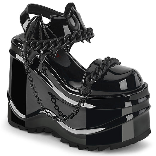 DemoniaCult Sandalias para mujeres WAVE-20 Blk Pat