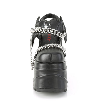 DemoniaCult Sandalias para mujeres WAVE-20 BLK de cuero vegano