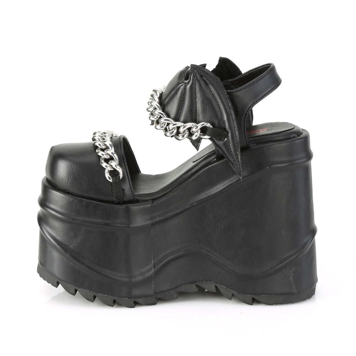 DemoniaCult Sandalias para mujeres WAVE-20 BLK de cuero vegano