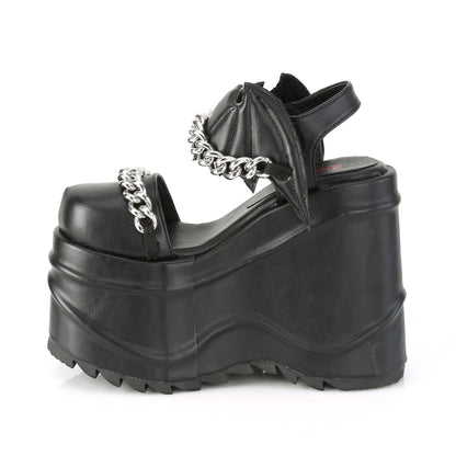 DemoniaCult Sandalias para mujeres WAVE-20 BLK de cuero vegano