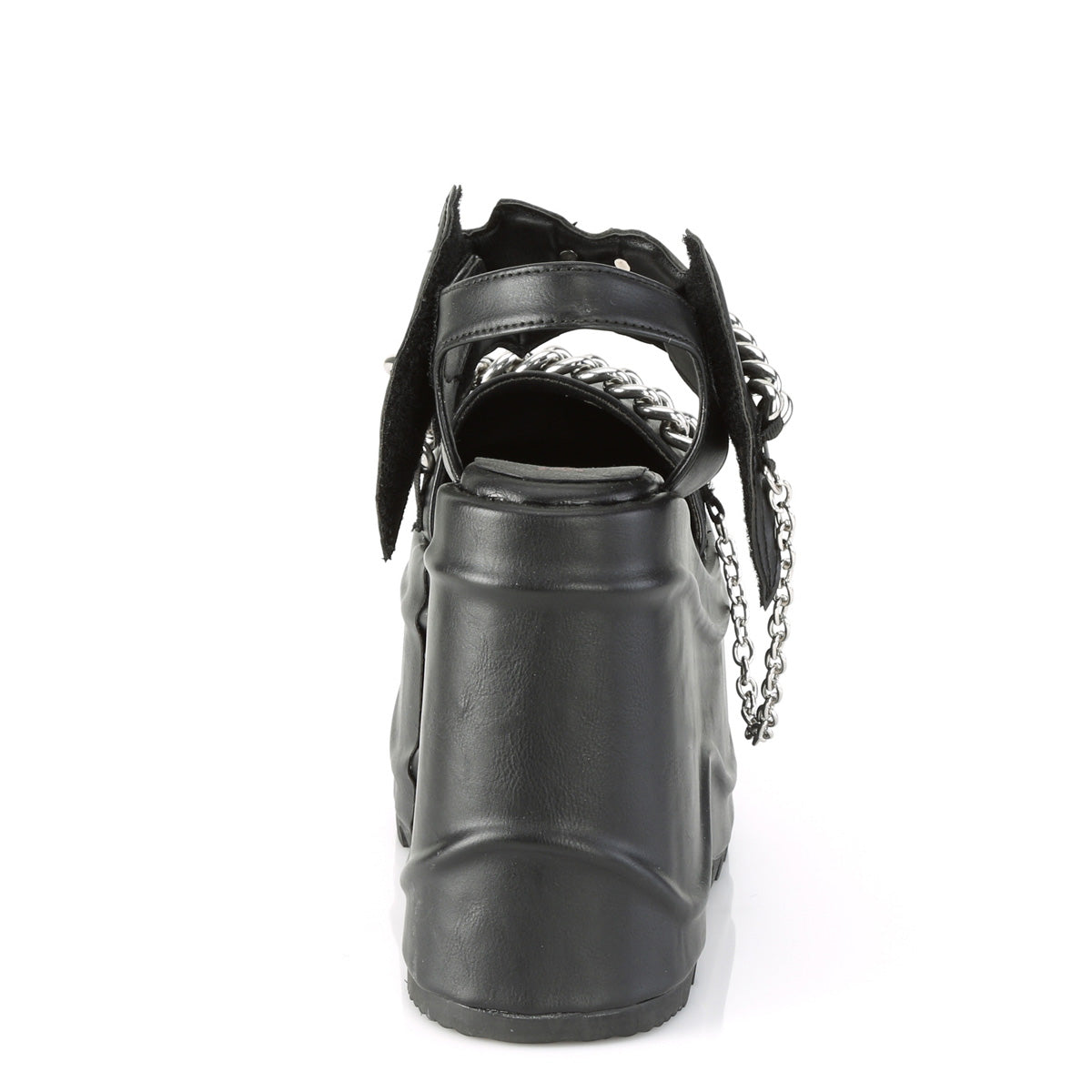 DemoniaCult Sandalias para mujeres WAVE-20 BLK de cuero vegano