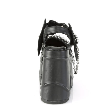 DemoniaCult Sandalias para mujeres WAVE-20 BLK de cuero vegano