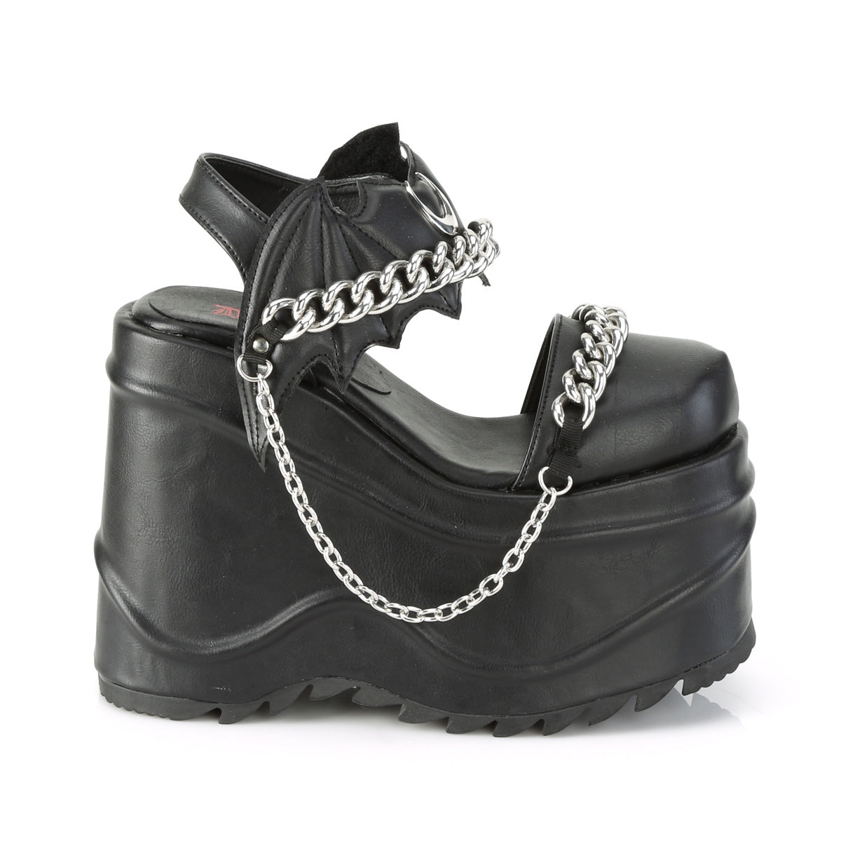 DemoniaCult Sandalias para mujeres WAVE-20 BLK de cuero vegano