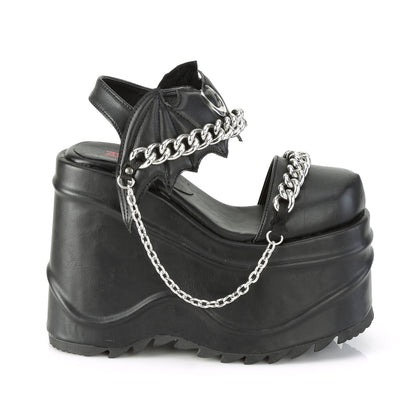 DemoniaCult Sandalias para mujeres WAVE-20 BLK de cuero vegano