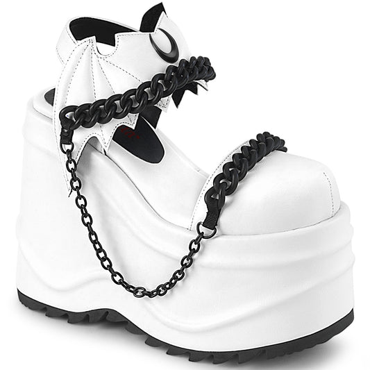 DemoniaCult Sandalias para mujeres WAVE-20 WHT cuero vegano