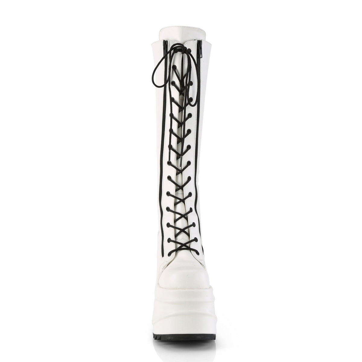 DemoniaCult Botas de mujer WAVE-200 WHT cuero vegano