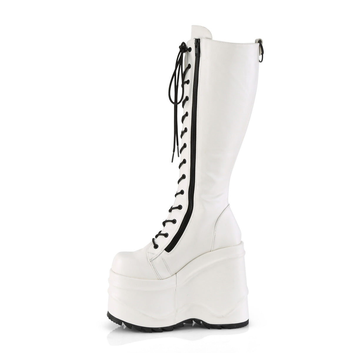 DemoniaCult Botas de mujer WAVE-200 WHT cuero vegano