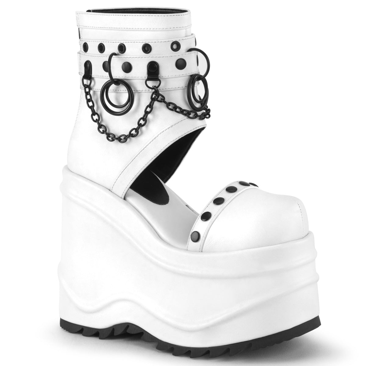 DemoniaCult  Sandalias WAVE-22 Wht Leather Vegan