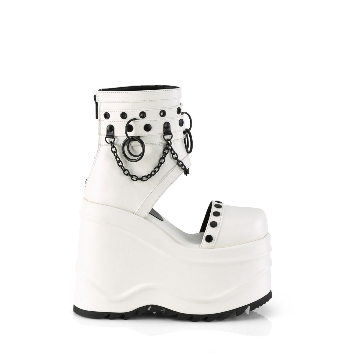 DemoniaCult  Sandalias WAVE-22 Wht Leather Vegan