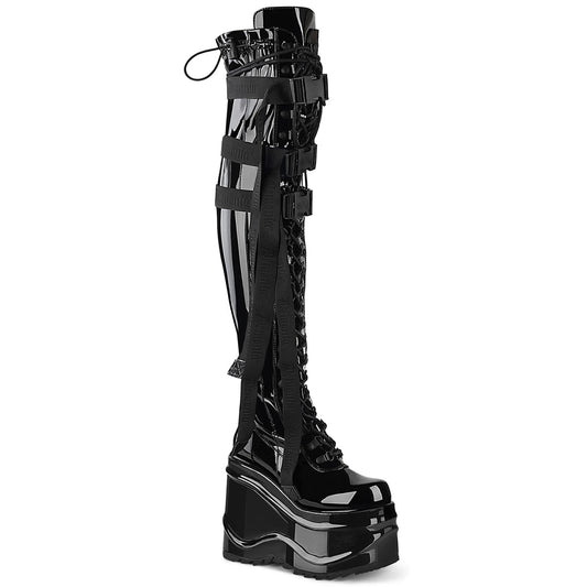 DemoniaCult Botas de mujer WAVE-315 BLK STRING Pat