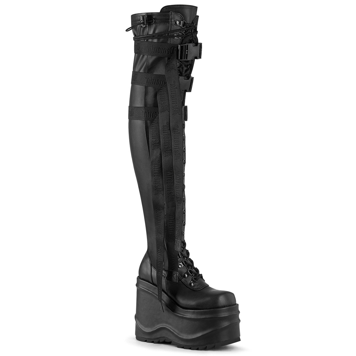 DemoniaCult Botas de mujer WAVE-315 BLK STRING VEGHO VEGAN