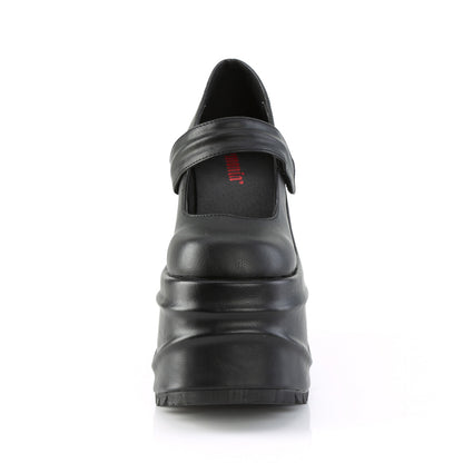 DemoniaCult Bombas de mujer WAVE-32 BLK de cuero vegano