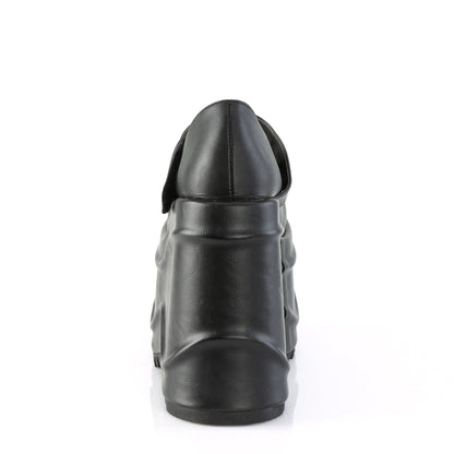 DemoniaCult Bombas de mujer WAVE-32 BLK de cuero vegano