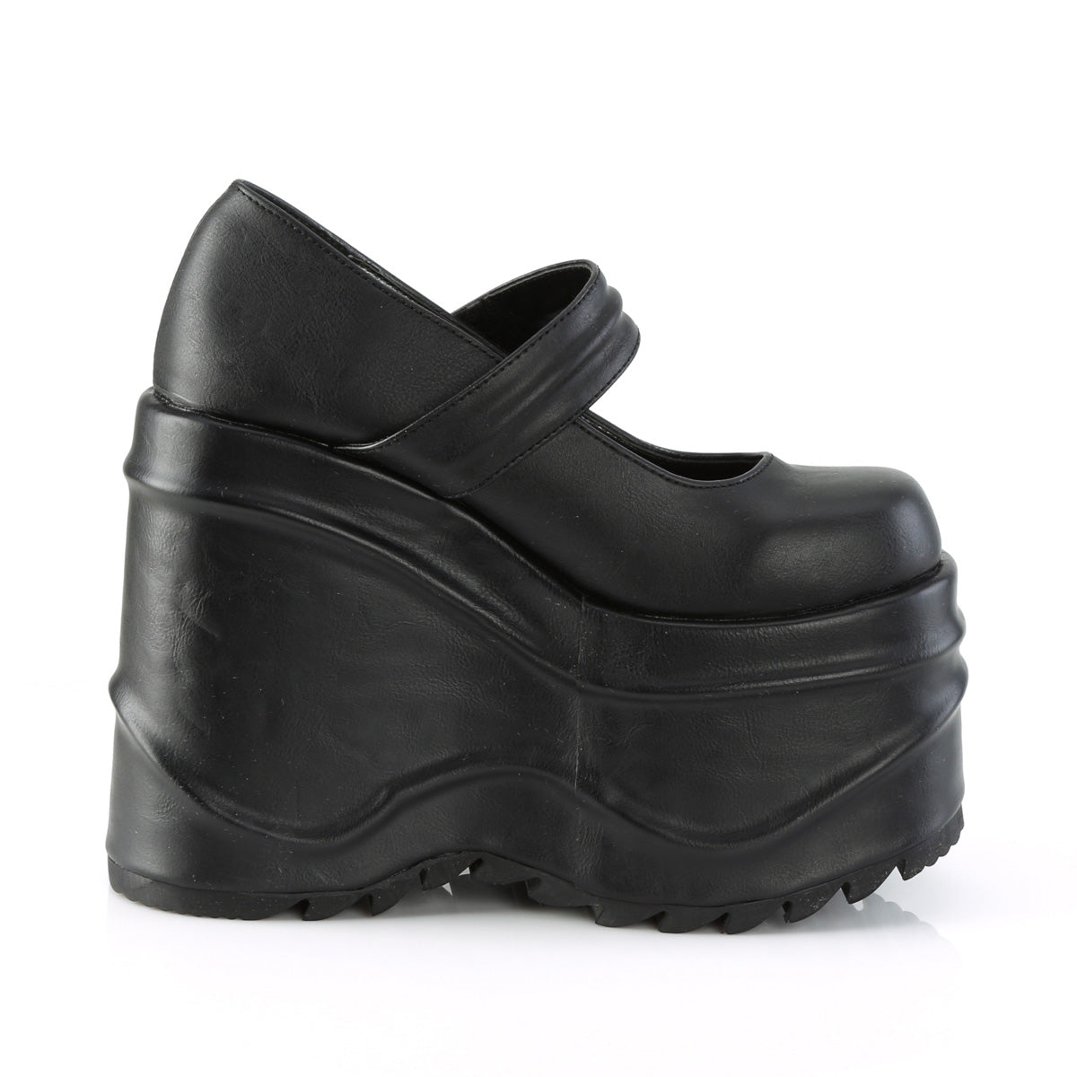 DemoniaCult Womens Pumps WAVE-32 Blk Vegan Leather