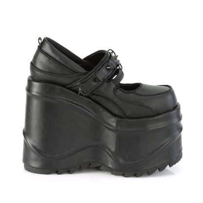 DemoniaCult Womens Pumps WAVE-48 Blk Vegan Leather