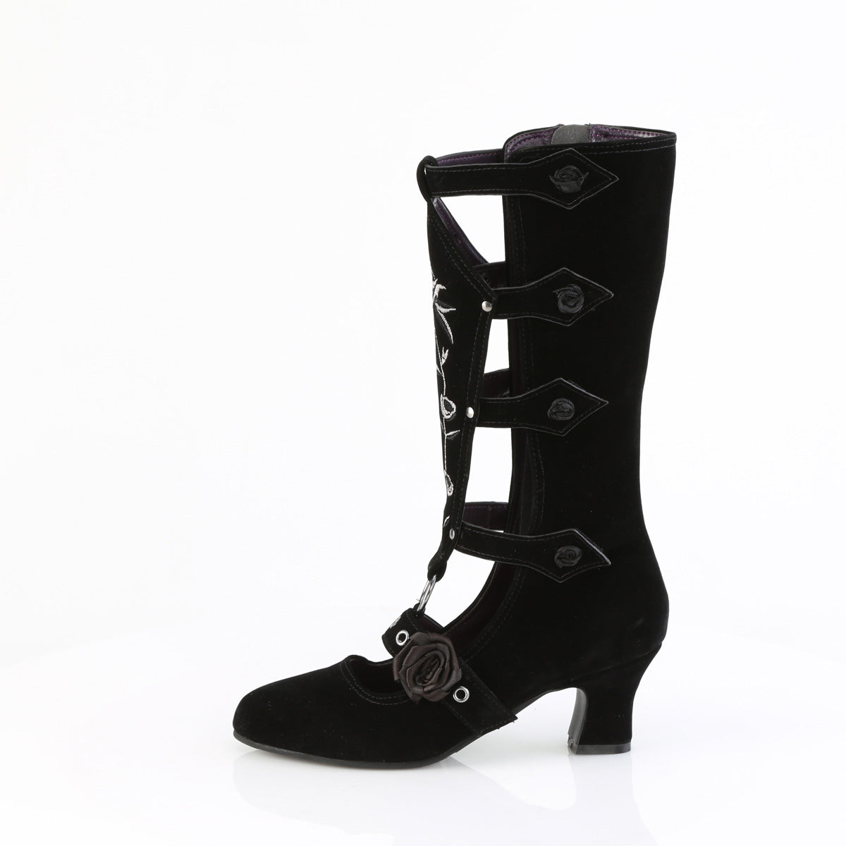 DemoniaCult Women's Mid-Calf & Knee High Boots WHIMSY-118 Blk Vegan Suede